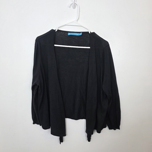 Tori Richard Classic Black 3/4 Sleeve Quiet Luxury Minimalist Cardigan Size L - Picture 1 of 7